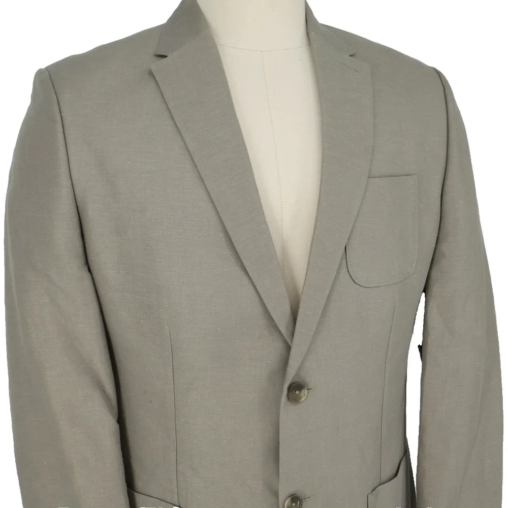 Calvin Klein Sport Coat Mens Large 44R Beige Linen Cotton Lined Blazer Jacket